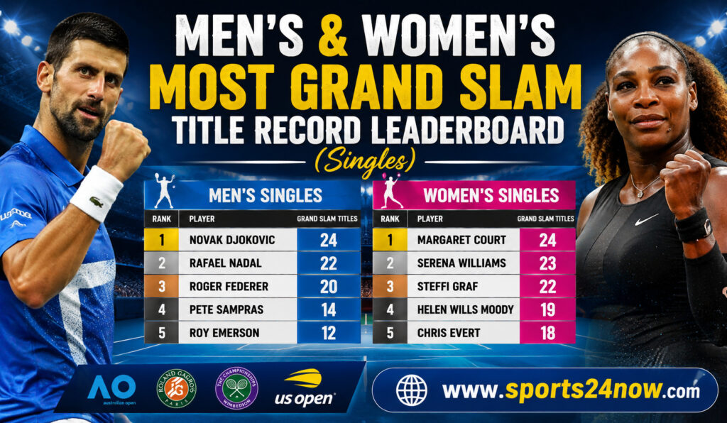 Men's & Women's Most Grand Slam Title Record Leaderboard (Singles)